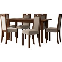 Salle à manger complète Victorville 278, Noix, 76x90x160cm, Diamètre: 0, Nombre de chaises: 6, Style: Contemporary