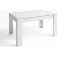 Mesa de Comedor Extensible Bass de Sala Estilo Contemporáneo en Color Blanco Mate con Melamina 140-200x90x76 cm