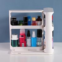 Rack de Rangement Tournant pour Épices et Cosmétiques, 2 Niveaux avec Système d'Extraction
