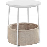 Table basse ronde Valora avec panier blanc design chic