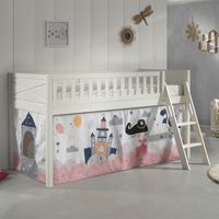 Cama de media altura 90x200 con somier y funda Fairy Vipack Scott Blanco