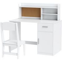 AIYAPLAY Scrivania Bambini con Scaffali, Armadietto, Cassetto e Sedia Bianco