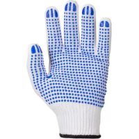 Gants de travail taille L en coton blanc à pois bleus 12 paires Mercator