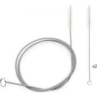 3 x Flexible Cleaning Brush with Long Metal Handle for Drainage Hole Refrigerator and Water Bag Pipe, Fine Drain Hole Cleaning Brush, Feed Probe Brush