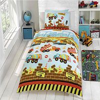 Parure de lit simple construction camion - 135cm x 200cm