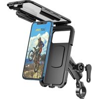 Waterdichte Motorfiets Bal Telefoon Houder Fiets Telefoon Mount 1 Inch Bal Stem Mobiele Houder Anti-Diefstal met Dubbele Socket Armen 720 ° Rotatie Aluminium Base voor 5,5 "-6,8" Mobie