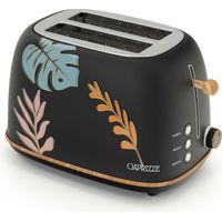 Tostapane Kaito con doppia fessura extra ampia 6 livelli di tostatura decorazione floreale e effetto legno nero opaco