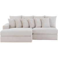Ecksofa mit 2/3 Sitzen und tiefer Sitzfläche aus beigem Cord CARDIFF