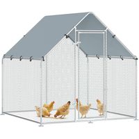 Pollaio per Galline da Esterno con Tetto e Serrature, in Acciaio Zincato, 2x2x2 m, Argento