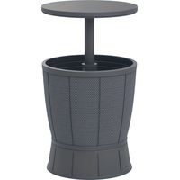 Mesa Nevera para Exterior 41 L 3 en 1 Cool Bar Mesa Auxiliar con Altura Ajustable Cubo de Hielo Tapa Elevable Gris