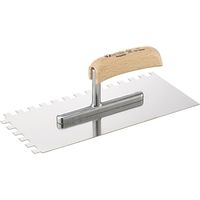 Llana de albañil 280x130 mm dentado 10x10 mm de acero inoxidable Fortis