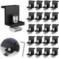 Lntyq 20 Pièces Supports de Panneau Solaire, 30 mm Fixation Panneau Solaire, Kit Panneau Solaire, pour Rail de Montage Photovoltaïque,