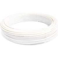 50-Meter-Rolle aus Polyamid-Schlauch. Größe 1/4". Hohe Festigkeit. Berstdruck 140 Bar. Farbe Weiß.