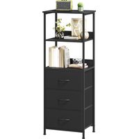 Somdot Etagère de Rangement avec 3 Tiroirs en Tissu - Dimensions - 30P x 42l x 115H - Noir
