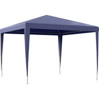 Carpa Desmontable 3x3 m Cenador Pabellón de Jardín con 4 Orificios de Drenaje y Marco de Metal para Terraza Patio Azul