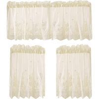 Demi-Rideaux Courts, Dentelle Petite fenêtre Rideaux Voile Cuisine Café Demi-Rideaux Valance pour café Cuisine Salle de Bains fenêtre Rideau(Beige Set)