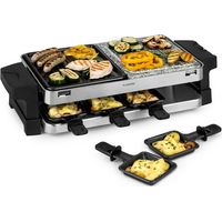 Klarstein – Appareil à raclette 8 personnes 1500W – Plaque en granite naturel et antiadhésif – Thermostat réglable – Nettoyage facile