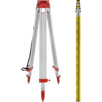 Kit de Trépied et Mire pour Niveau Laser Rotatif, Léger Universel Trépied + Règle pour Laser Ligne, 165 cm Ouvert 104 cm Fermé Trépied en Aluminium, 5 m Mire Aluminium Télescopique Construction