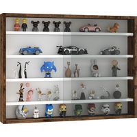 5-Tier Wall Display Shelf Unit Cabinet w/ 4 Adjustable Shelves Glass Doors Home Office Ornaments 60x80cm Rustic brown