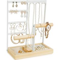 HONORNIC - Organisateur de bijoux - Présentoir à boucles d'oreilles avec plateau doublé de velours - Boucles d'oreilles, colliers