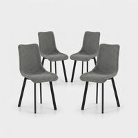 Set de 4 sillas tapizadas de diseño moderno en tela easy-clean Grace - Gris Oscuro