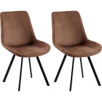 Set di 2 sedie da pranzo girevoli a 360° in velluto marrone – Seduta imbottita gambe in metallo nero 100007829