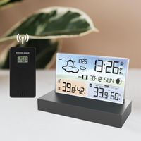 Horloge Météo 3396C, écran Couleur, Horloge Fil Transparente en Abs avec Horloge de Chambre à Coucher pour Horloge de Chambre à Coucher, Horloges de Surveillance Météo