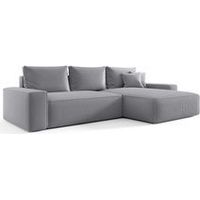 Canapé d’angle velours convertible avec coffre NINA angle droit-Gris-angle droit