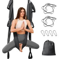 Yoga Hängematte, Aerial Yoga Schaukel, Anti-Schwerkraft Yoga Pilates, mit 6 Griffen, Nylon-TAFT, bis 300 kg belastbar, Dunkelgrau