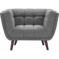 Fauteuil capitonné en tissu gris - CARMEN