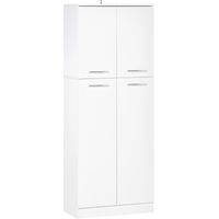 Armadio Multiuso a 4 Ante con Mensole Regolabili in MDF, 59x31x155cm, Bianco