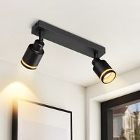 Faretto da Soffitto Nero GBLY Plafoniera Moderna:Orientabili a 2 Lampadina Faretti GU10 in Metallo Plafoniera Faretto da Parete per Interni per Corridoio Ufficio Cucina Soggiorno
