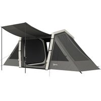 Tente Gonflable de Camping 4 Personnes Blackout Tente à Air 5.8m de Long 2 Chambres et Séjour 580x270x202cm Gris Foncé