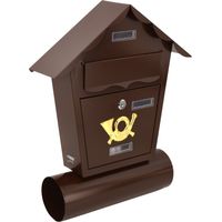 Brauner Briefkasten mit Zeitungsrolle, 370x470x100mm