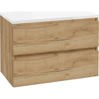 kielle Nefia - Mobile con piastra sotto il lavabo 80x55x46 cm, rovere dorato/bianco lucido 50027S831