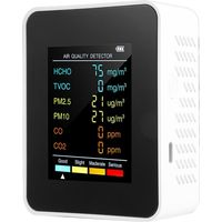 Detector de calidad del aire 6 en 1 PM2.5 PM10 HCHO TVOC CO CO2 Blanco