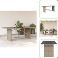 The Living Store Table de jardin dessus en verre gris clair 190x80x74 cm - Table De Jardin - Table Extérieure - Mobilier De Jardin - Table En Verre - Table Design