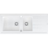 Carea Cuisine & Bain – Évier en granit 2 bacs réversible 117x50 cm – Résistant aux chocs et rayures – Facile à entretenir – Système de vidage automatique