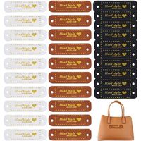 30 Étiquettes Faites Main, Étiquettes Cuir PU, Étiquettes Relief Fabriquées Main Avec Trous, Pour Tricot Et Crochet, Bricolage Étiquette Couture, Pour Sacs Jeans Chaussures