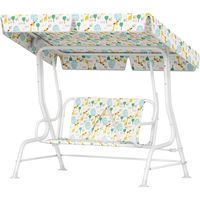 Dondolo 2 posti per bambini con tettuccio regolabile e cinture sicurezza bianco 112x75x120 cm