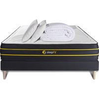 Komplettpaket Bett - Matratze 180x200 cm + Boxspringbett mit Lattenrost (im Set) + 2 Kopfkissen + Bettdecke - Ultra
