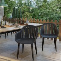 Assise de jardin à dossier ajouré avec accoudoirs, adaptée salle à manger et salon, Lot de 2