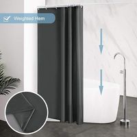 Cortina de Ducha 240 x 200 cm con 16 Ganchos Extra Ancha Ponderada Resistente al Moho Gris Oscuro Impermeable Cortina de baño Grande Tejido de poliéster Antibacteriano Lavable a máquina