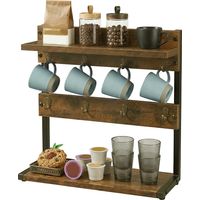 Levede Mug Holder Stand Coffee Cup Rack Storage Organiser 8 Hooks Rustic Brown
