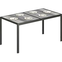 Table de jardin - Outsunny - 4 à 6 personnes - rectangulaire - plateau à effet bois et pieds en acier - 150 x 80 x 74 cm - gris