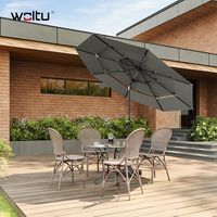 WOLTU Sombrilla de jardín de φ292 cm de diámetro para balcón, jardín y playa, gris oscuro