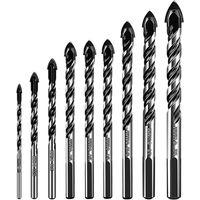 Coffret de 10 forets en carbure de tungstène, divers matériaux diamètre 3/4/5/6/6/6/6/8/10/12 mm, convient pour carrelage, ciment