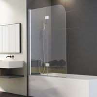 Duschwand für Badewanne 100x120 cm Badewannenaufsatz 2-teilig Duschtrennwand für Badewanne Duschwand Badewanne Faltwand Duschabtrennung Badewanne, 6mm ESG Glas