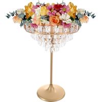 Vases en cristal doré pour centres de table, support métallique de 24cm pour lustre de table, support rond pour fleurs pour réception de mariage ou fête d'anniversaire, doré Grande taille
