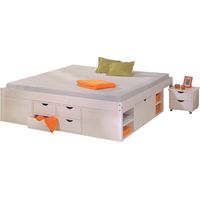 Letto till+vani contenitore+comodino 186x209x47,5h pino massello - Inter Link